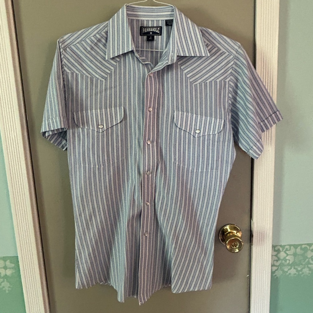 Farmac Blue Striped Casual Button-Down Shirt